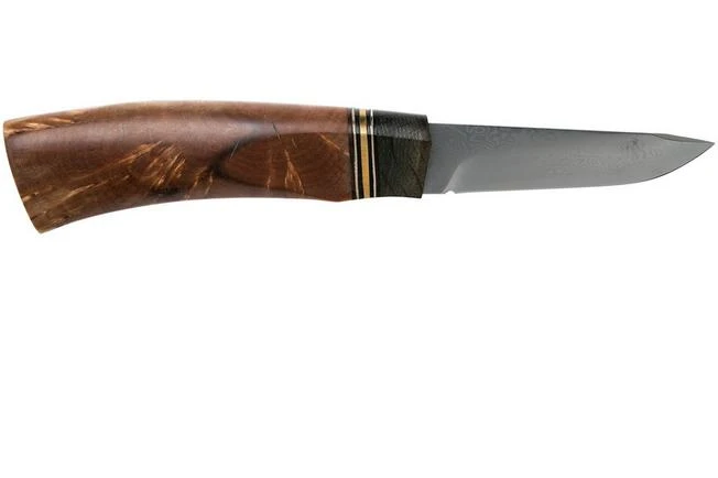 Autine Puukko, Stainless Damascus, Brown RH Sheath 2 Autine Puukko, Stainless Damascus, Brown RH Sheath - Image 2