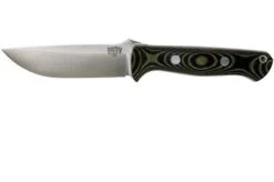 Bark River Bravo 1 A2, Black & Green Linnen Micarta, Brown Sheath