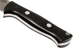 Bark River Bravo 1 A2 FHG Rampless, Black Linen Micarta, Brown Sheath -Silk Knives Shop BRK07 111BRKL RS 04 bark river brk07 111brkl rs 04