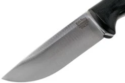 Bark River Bravo 1 LT CPM 3V Rampless, Black Canvas Micarta, Brown Sheath -Silk Knives Shop BRK07 126BRKC RS 03 bark river knives v202107