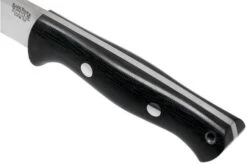 Bark River Bravo 1 LT CPM 3V Rampless, Black Canvas Micarta, Brown Sheath -Silk Knives Shop BRK07 126BRKC RS 05 bark river knives v202107