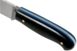 LT Wright Patriot, A2, Polished Black Micarta, Blue Liners, Leather Sheath, Outdoor Knife -Silk Knives Shop LT PAT BM BL POL LS 05 lt wright