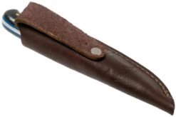 LT Wright Patriot, A2, Polished Black Micarta, Blue Liners, Leather Sheath, Outdoor Knife -Silk Knives Shop LT PAT BM BL POL LS 07 lt wright